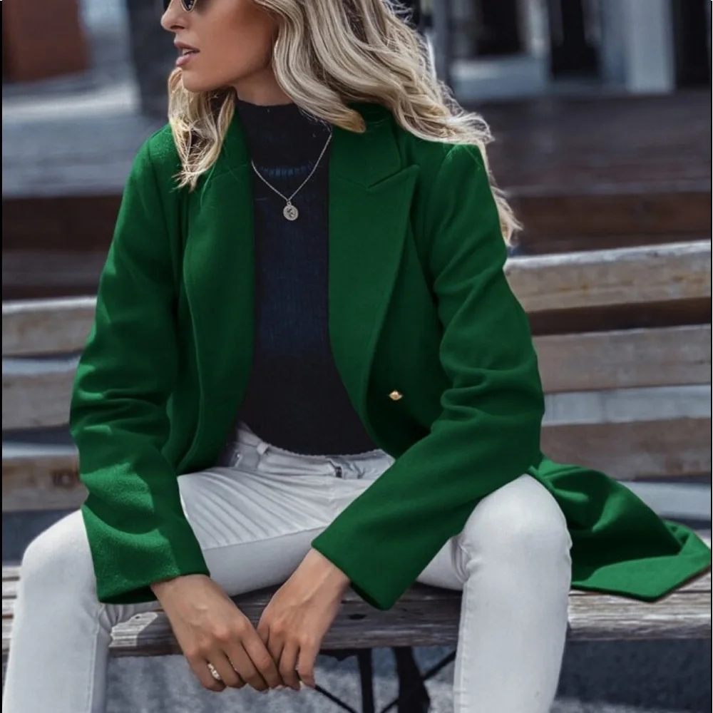 Elegant Classic Button Double Breast Pea Coat Jacket Outwear - Picture 17 of 17